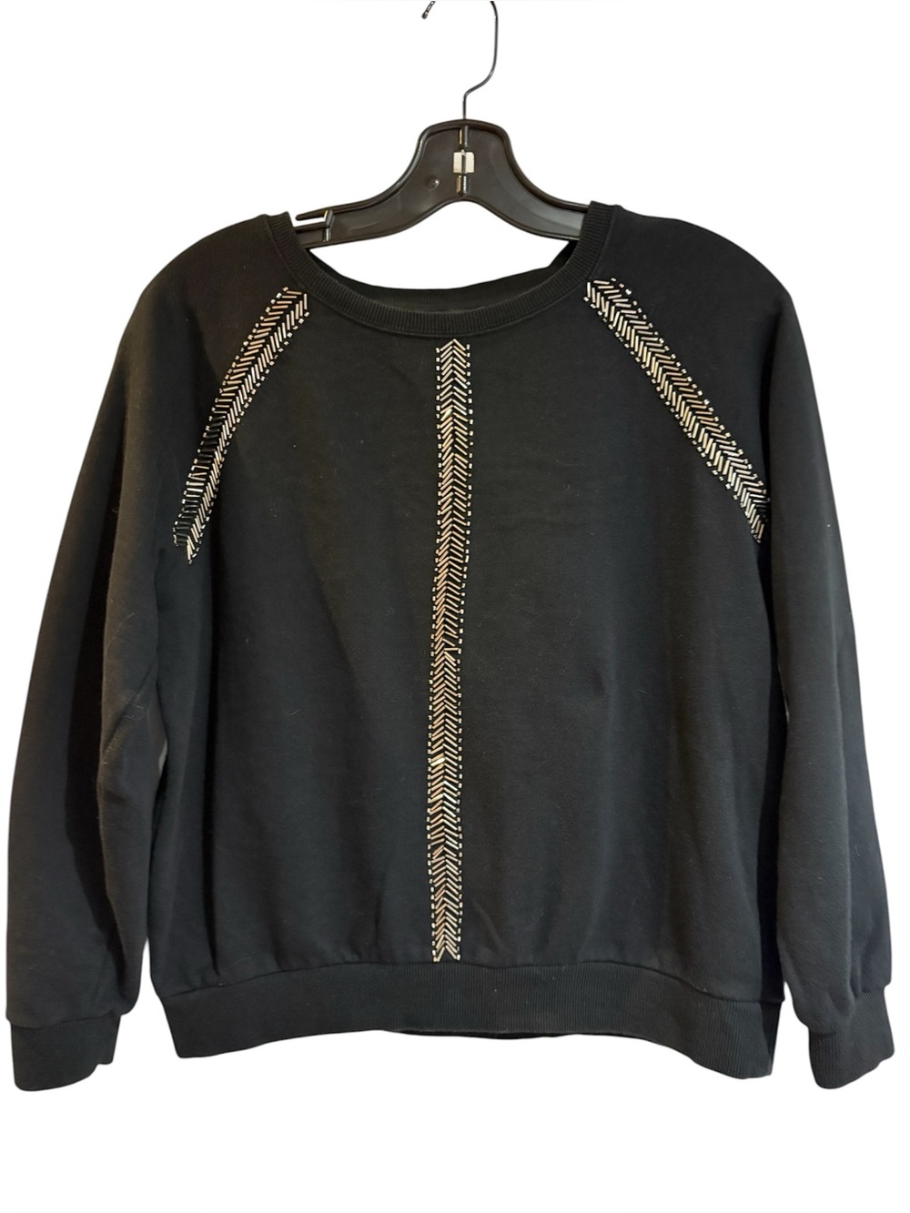 William Rast - Black Sweatshirt with delicate beaded Herringbone detail, size M